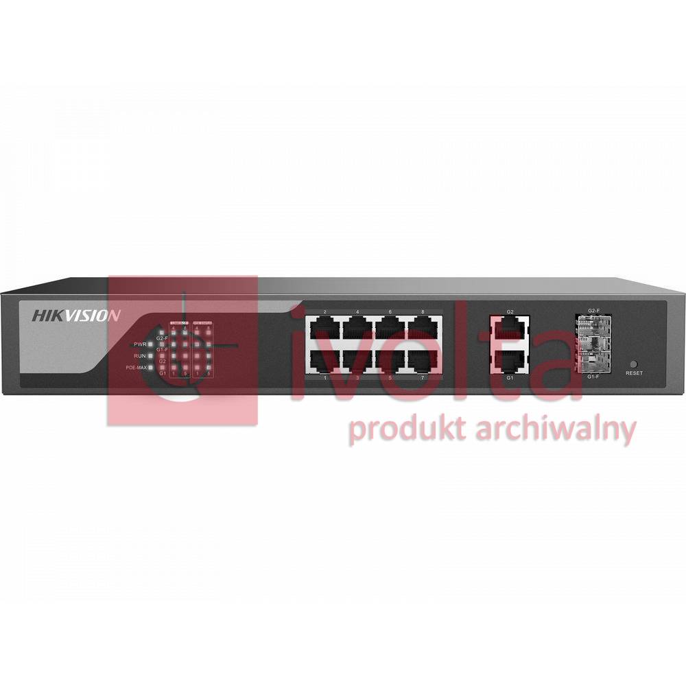 Switch PoE GB 10 portowy, 8xPoE DS-3E1310P-E HIKVISION